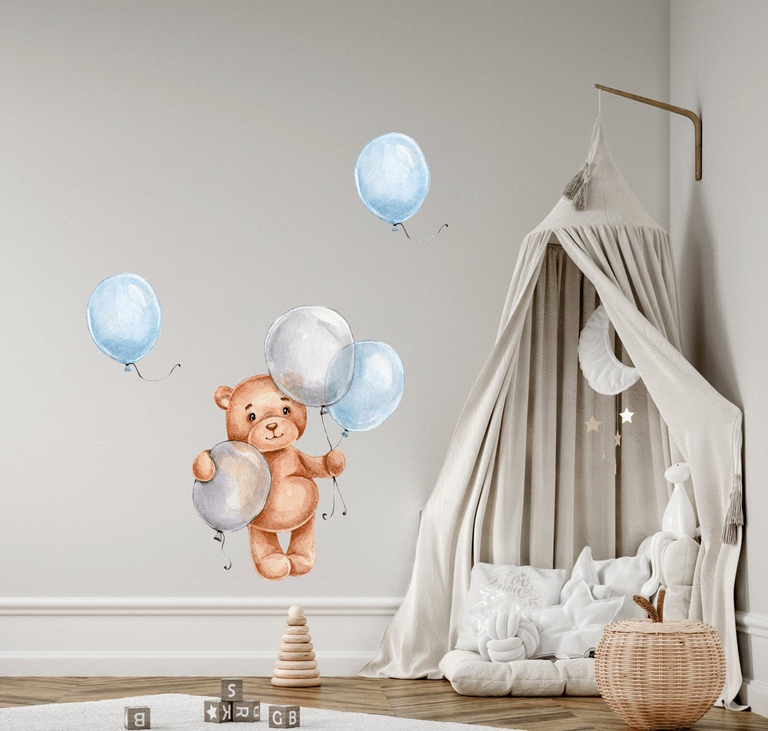 Vinilo Decorativo Oso Globos Bebe