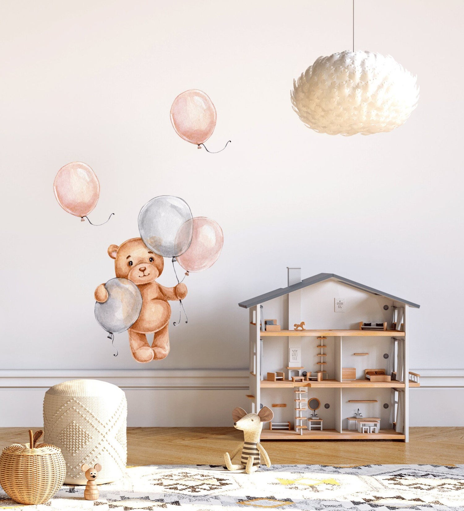 Vinilo Decorativo Oso Globos Bebe