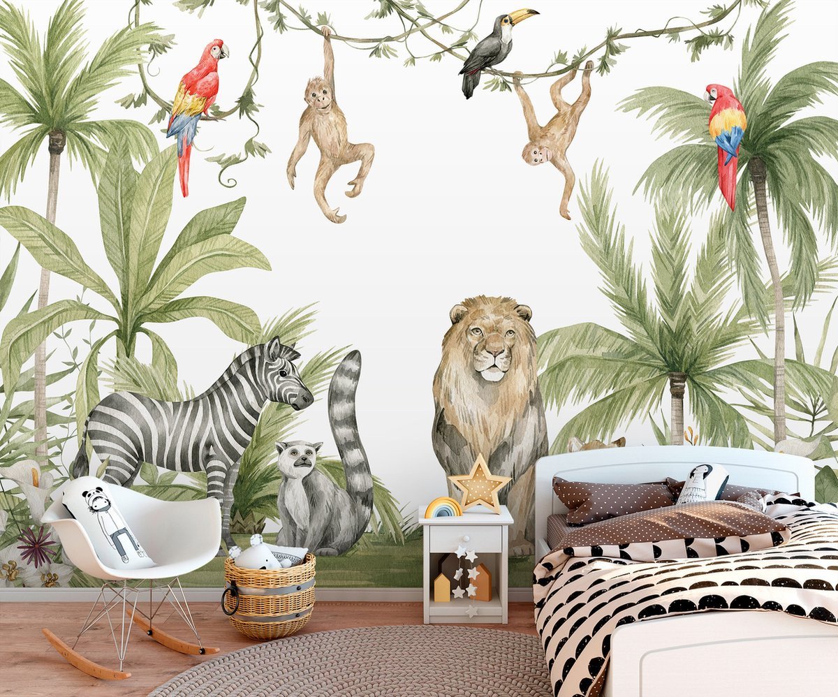 Papel tapiz adhesivo infantil animales selva