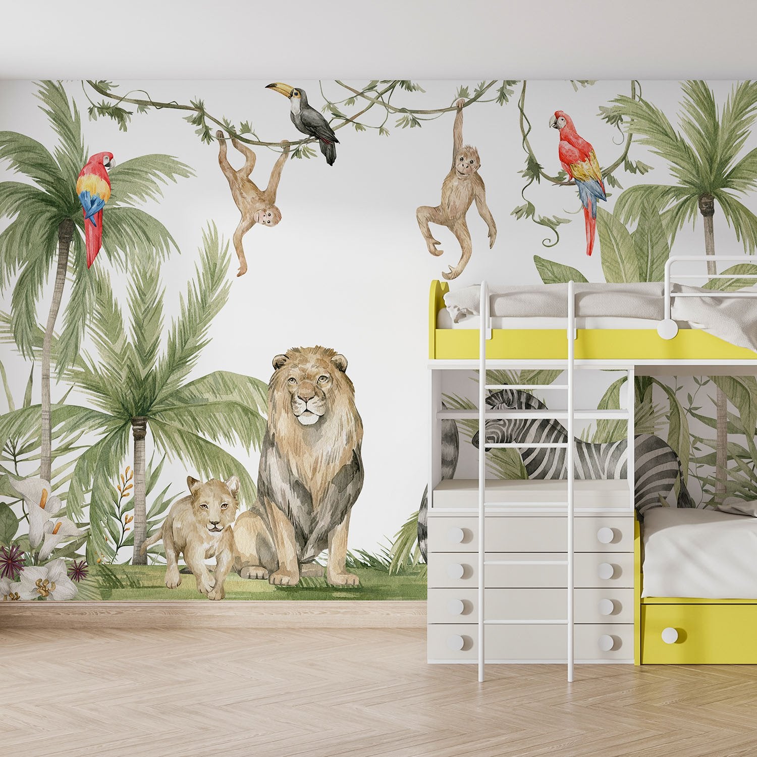 Papel tapiz adhesivo infantil animales selva