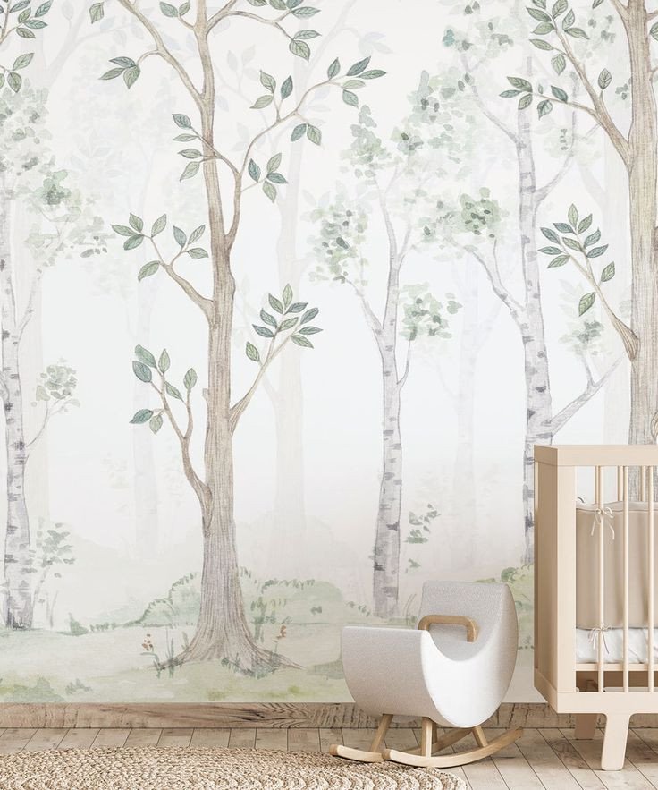 Papel Tapiz Mural Adhesivo Bosque Natural Acuarela