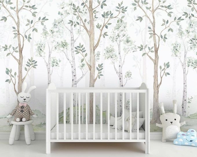Papel Tapiz Mural Adhesivo Bosque Natural Acuarela