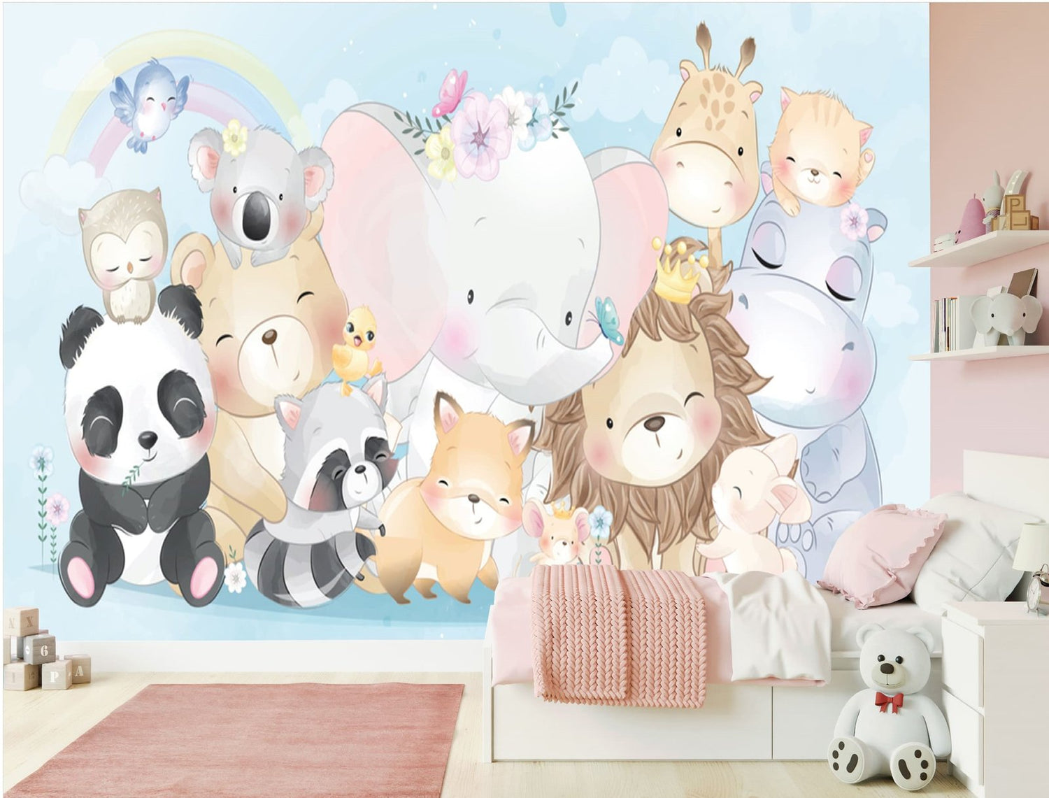 Papel tapiz vinilo adhesivo infantil animales