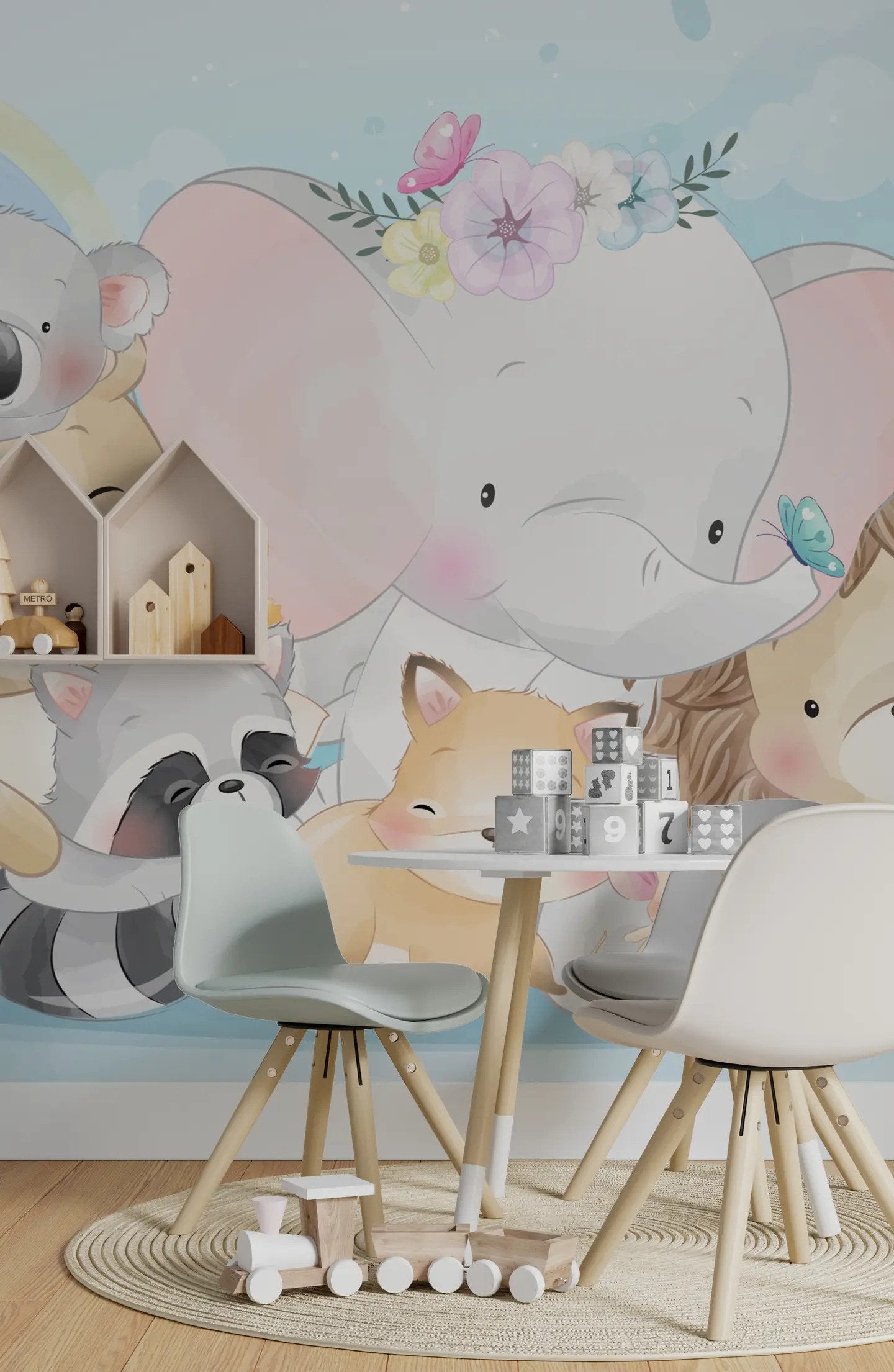 Papel Tapiz Vinilo Adhesivo Animales Arcoiris