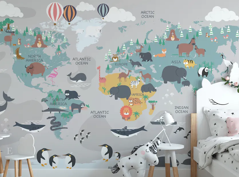 Papel tapiz vinilo adhesivo mapa