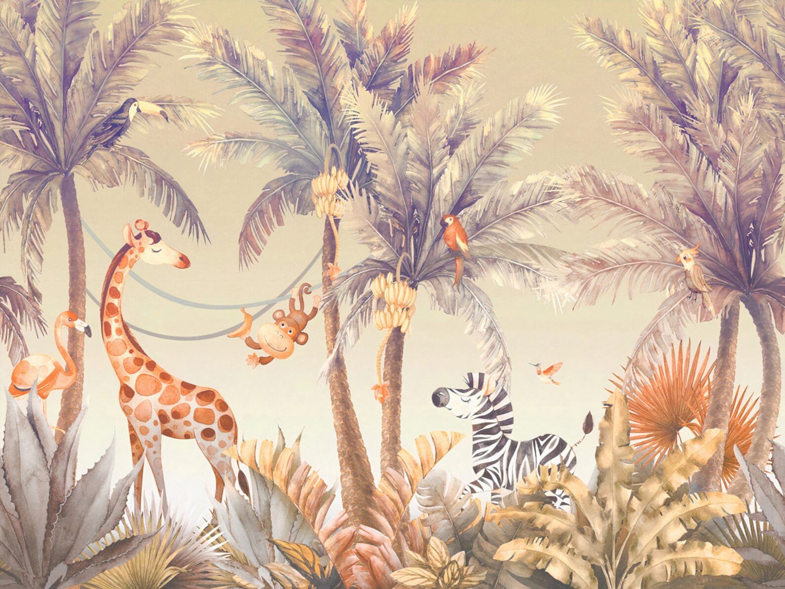 Papel Tapiz Adhesivo Animales de Jungla