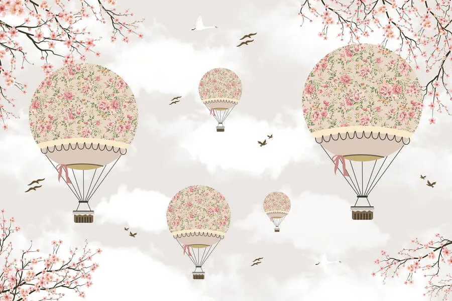 Papel Tapiz Vinilo Adhesivo Globos Florales
