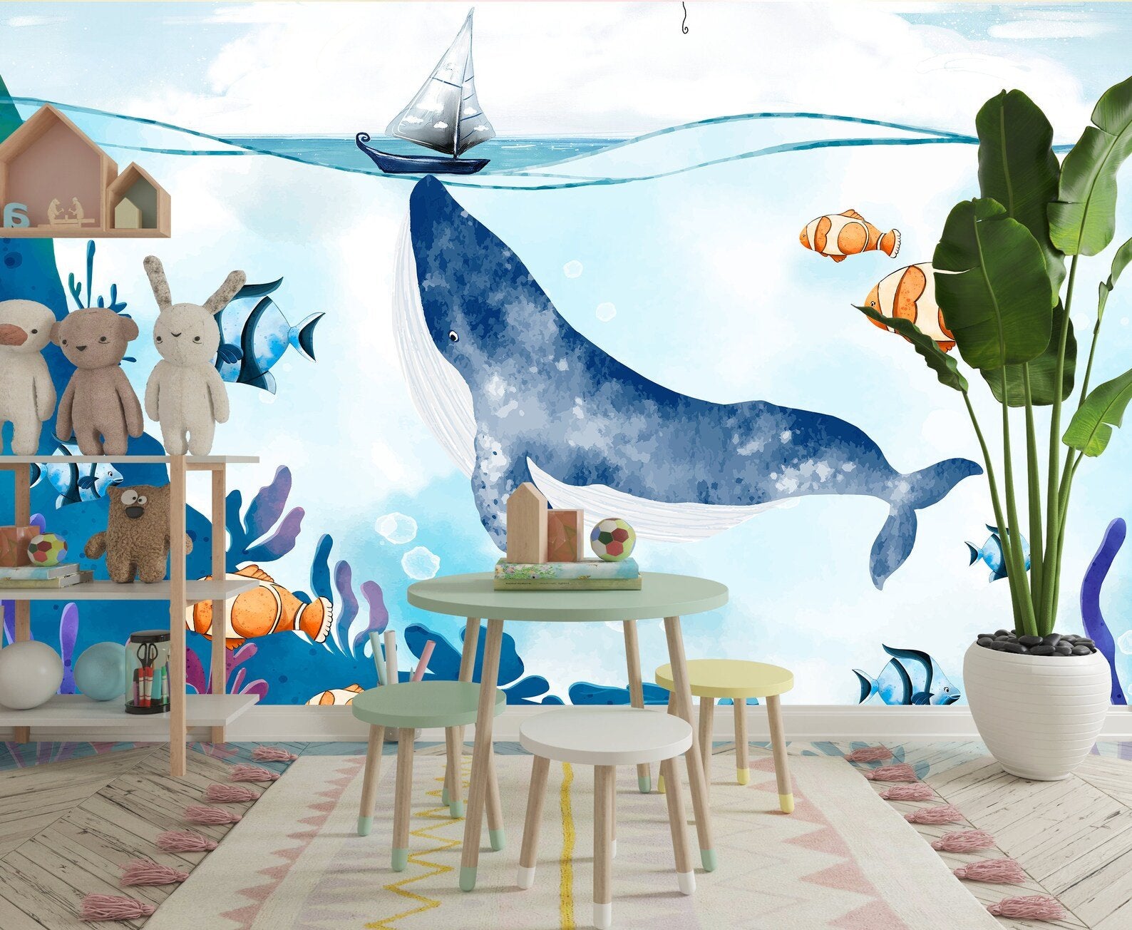 Papel Tapiz Vinilo Adhesivo Animales de Mar