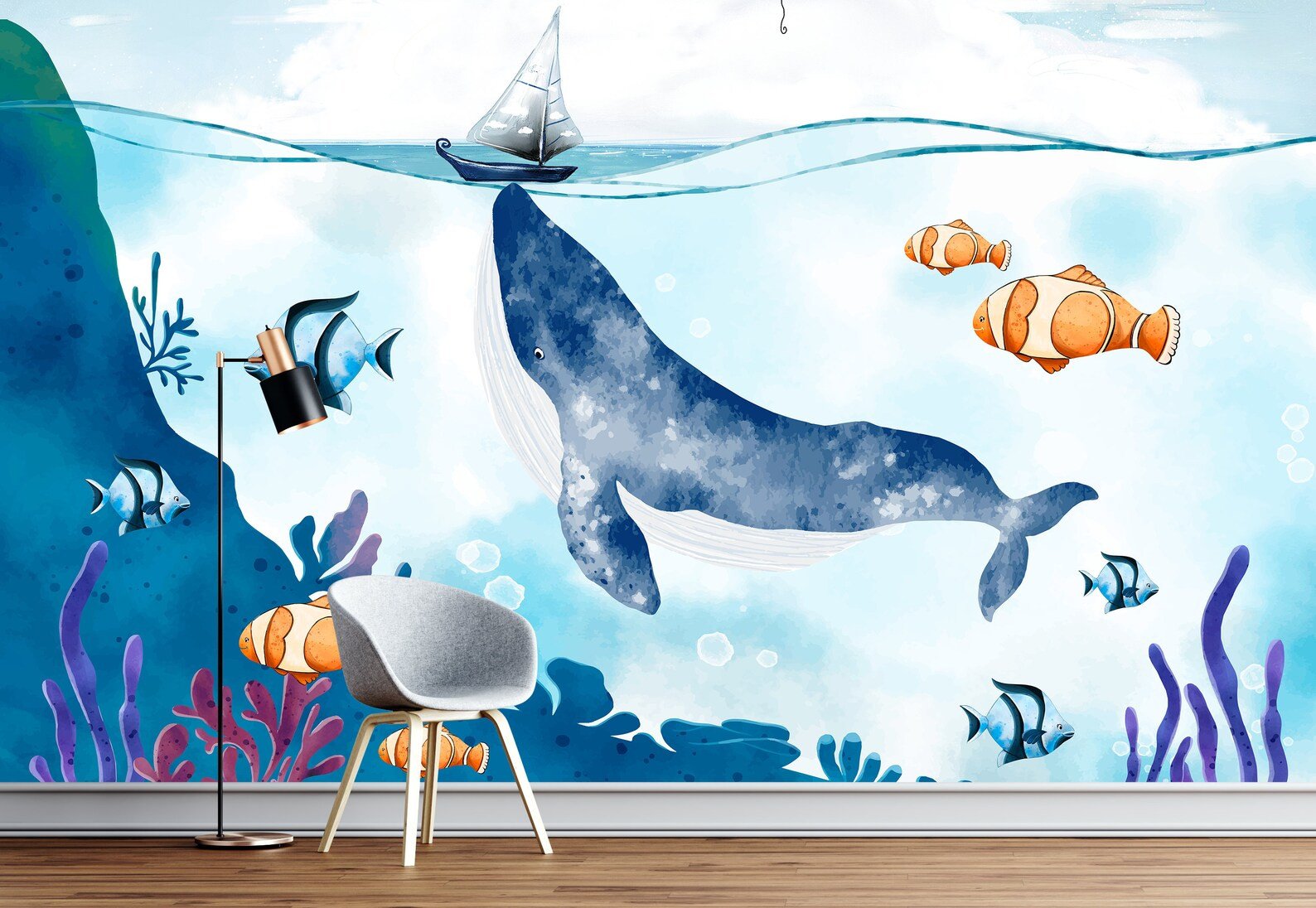 Papel Tapiz Vinilo Adhesivo Animales de Mar