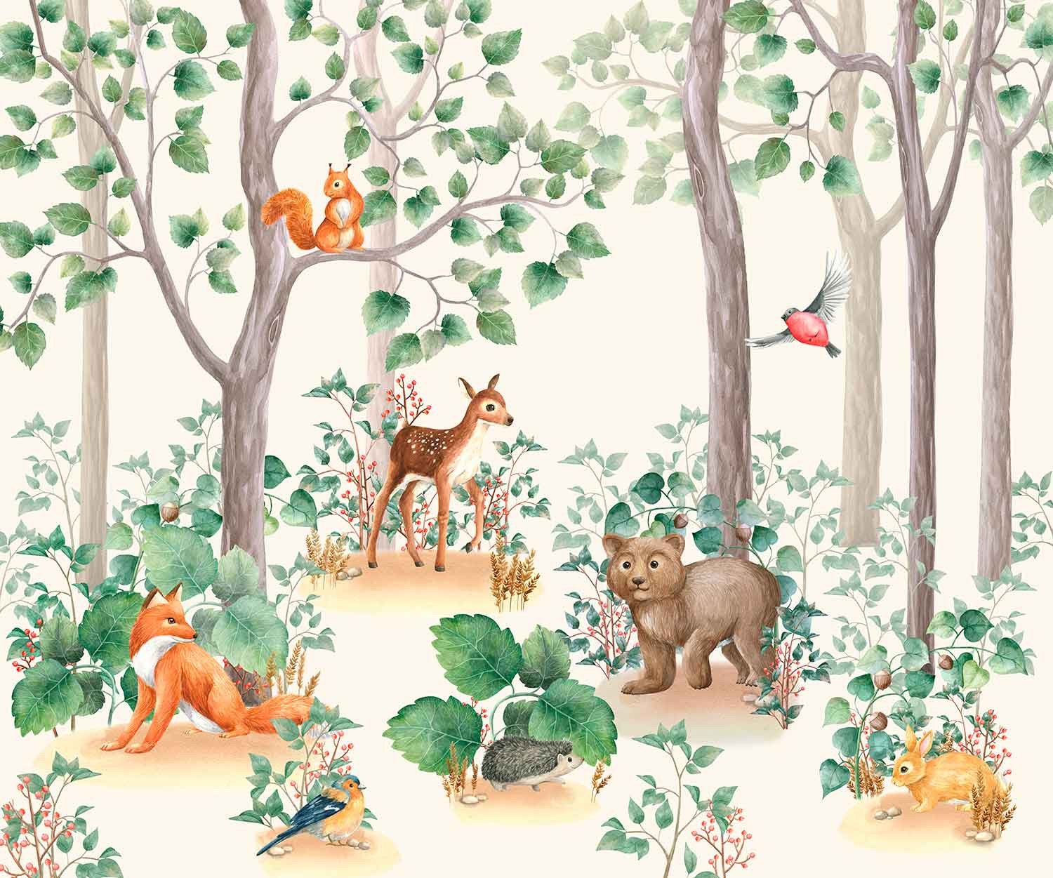 Papel Tapiz Vinilo Adhesivo Bosque Silvestre Infantil