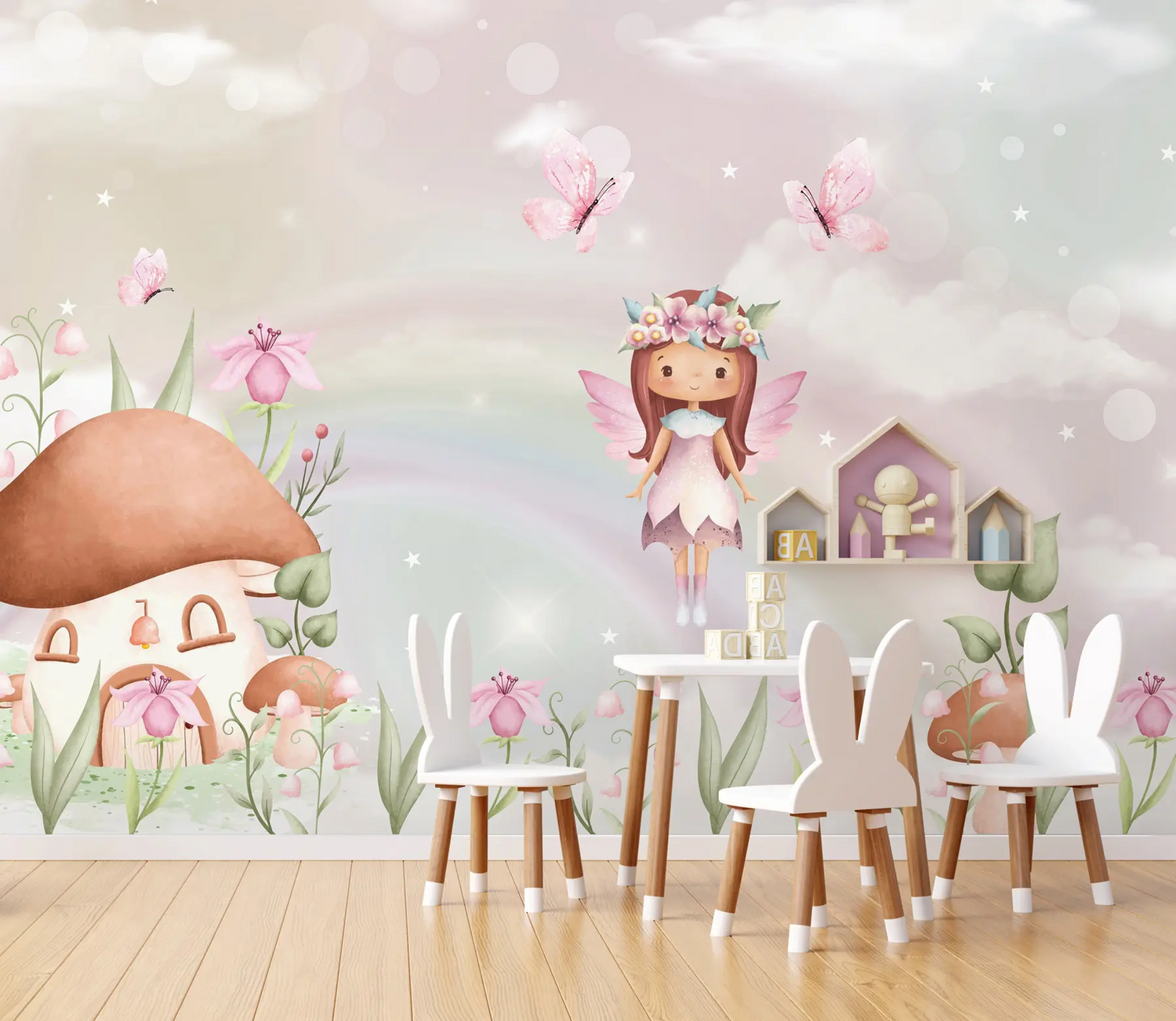 Papel Tapiz Adhesivo Infantil Hada Jardín