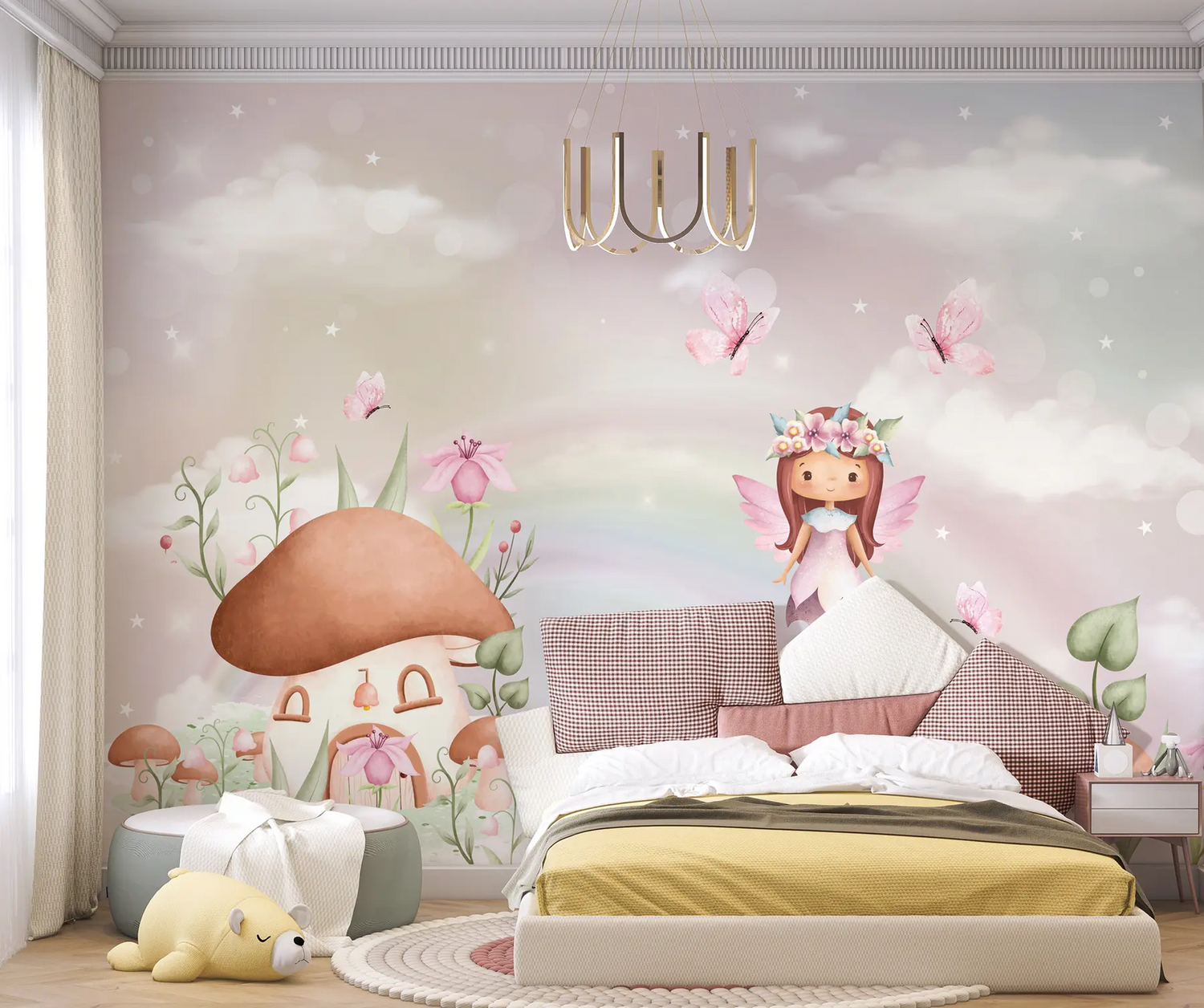 Papel Tapiz Adhesivo Infantil Hada Jardín