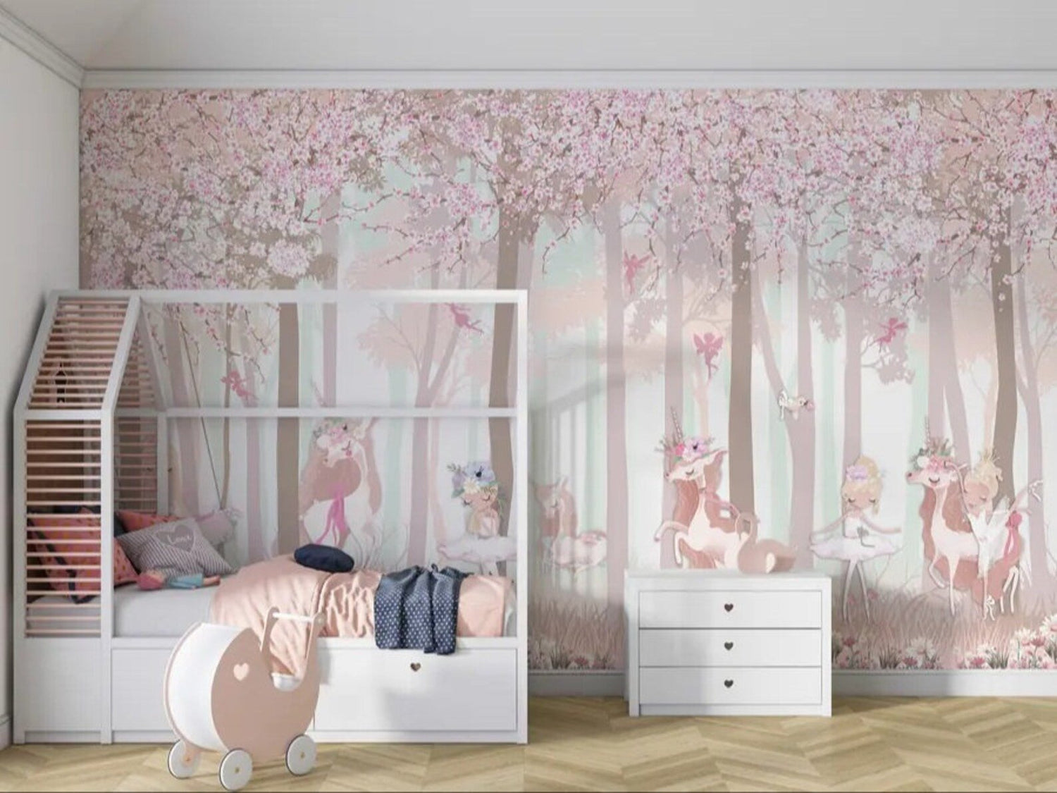 Papel Tapiz Bailarinas Unicornios Hadas Bosque.jpg