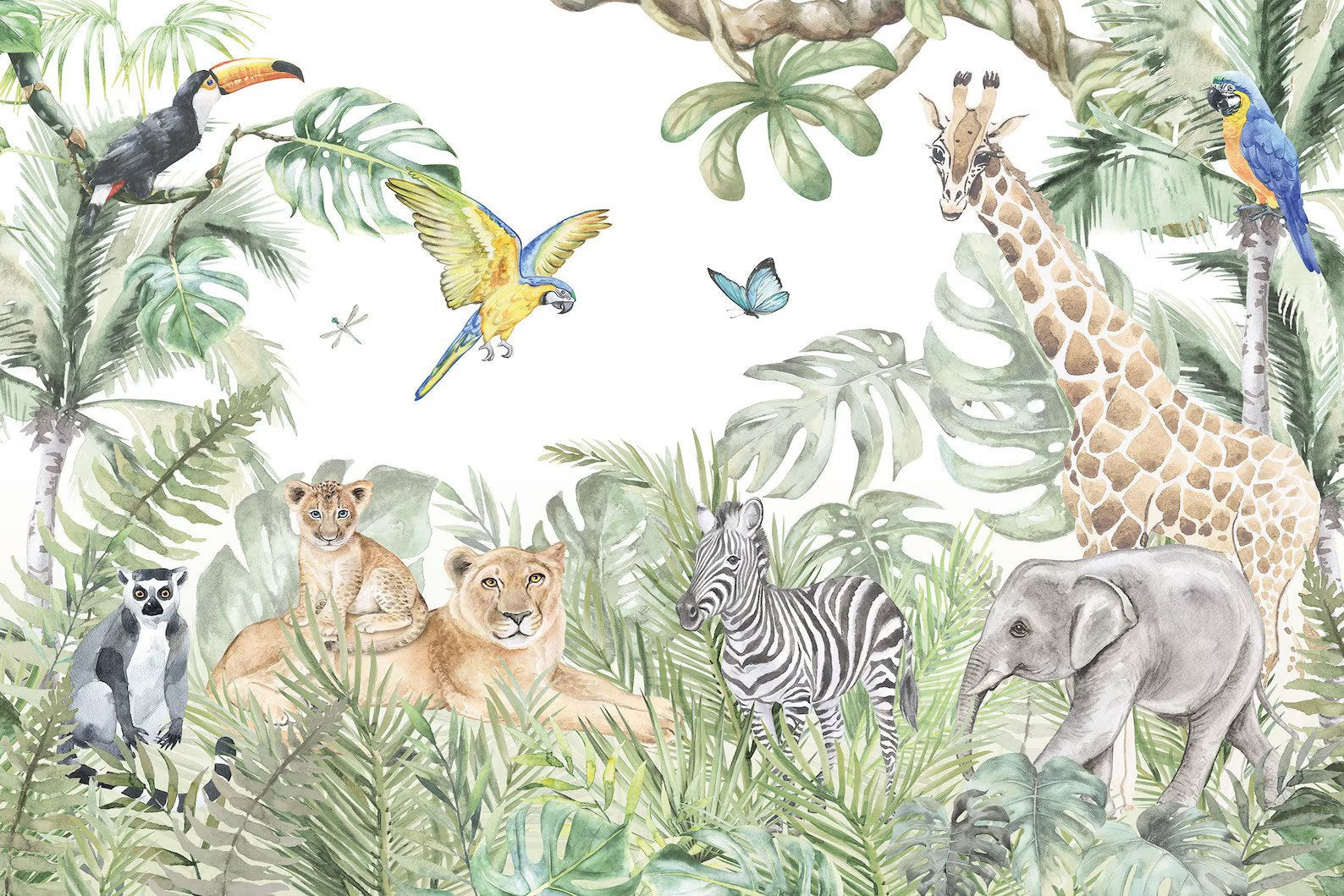Papel Tapiz Adhesivo Infantil Animales Zafari