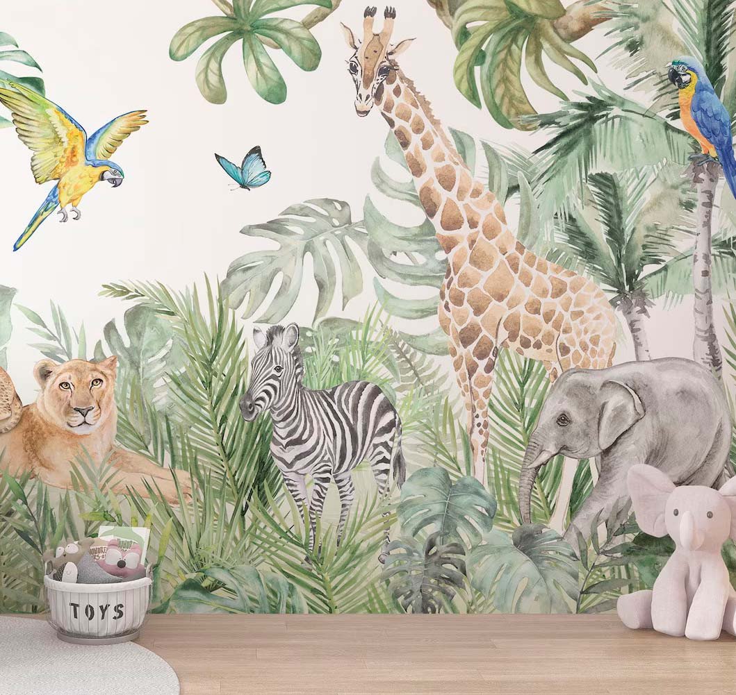 Papel Tapiz Adhesivo Infantil Animales Zafari