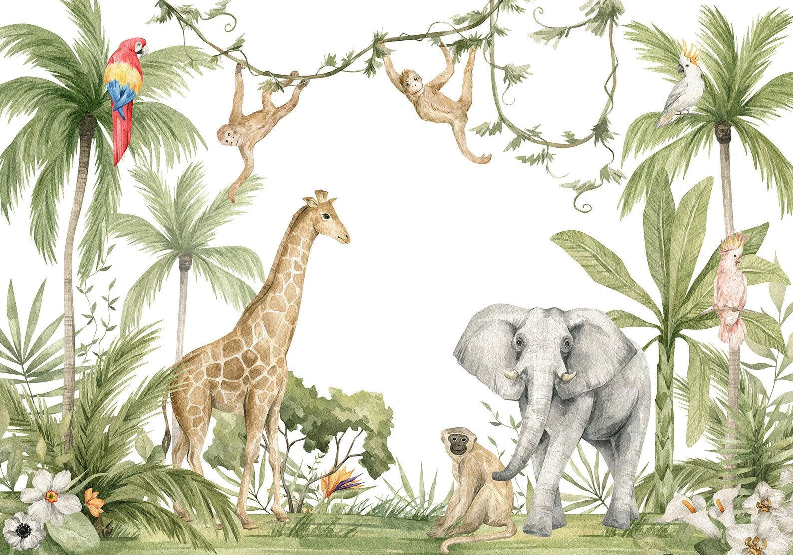 Papel Tapiz Jungla Acuarelada