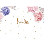 Peonias Acuarela Puntos y Nombre Personalizado Impresión