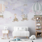 Papel Tapiz Arbol Infantil Animales Globos