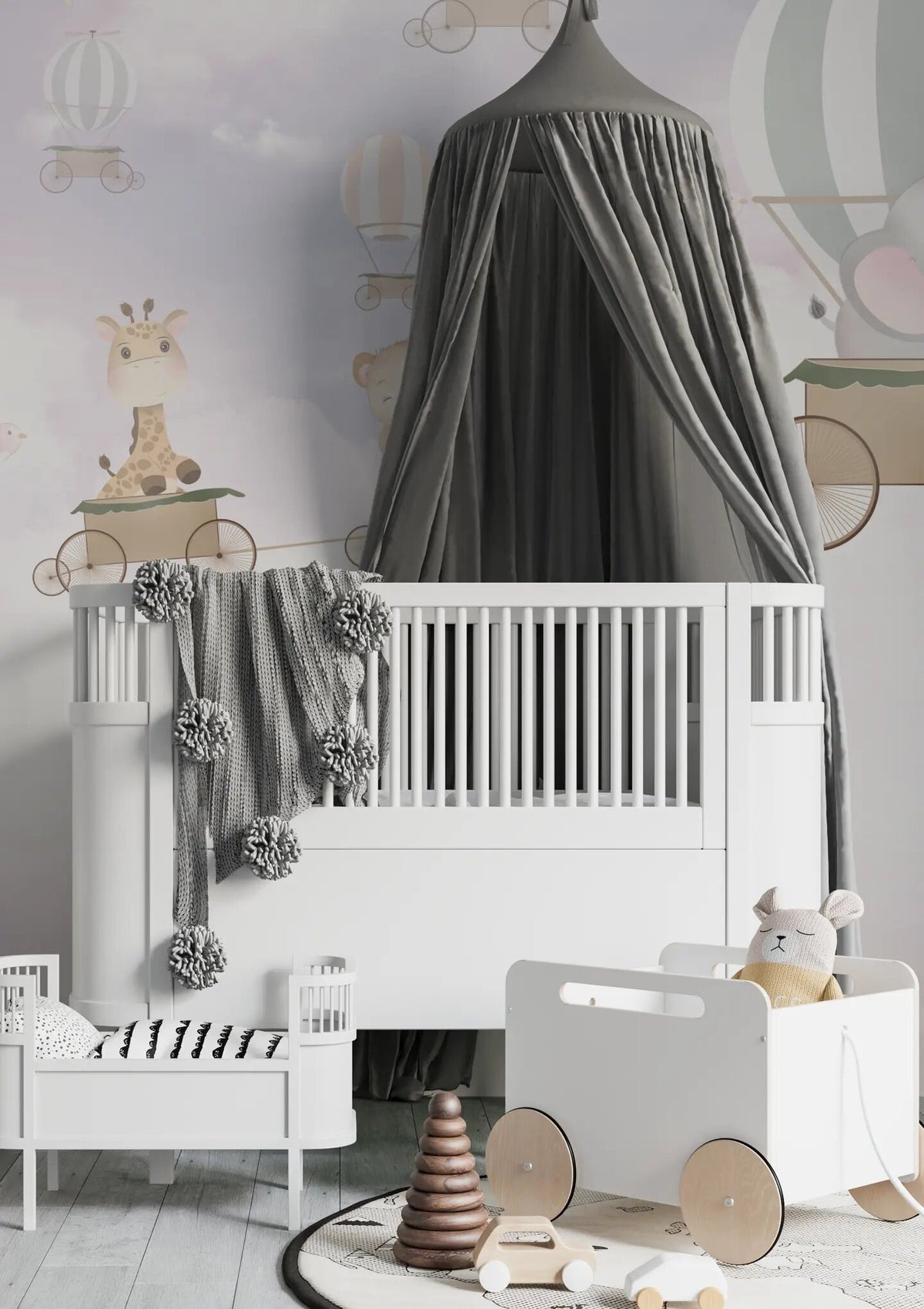 Papel Tapiz Arbol Infantil Animales Globos