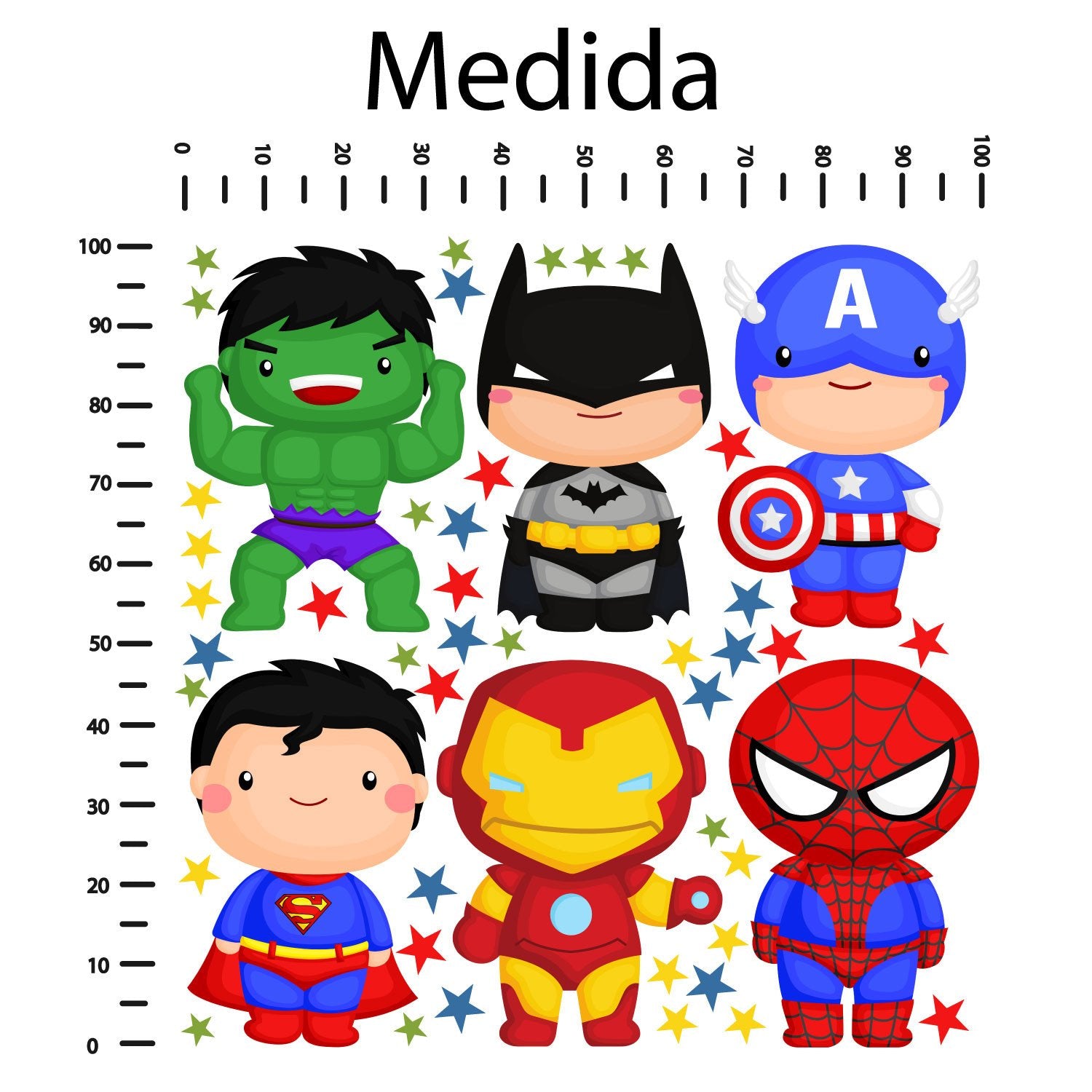 Vinilo Decorativo Adhesivo Superhéroes Niños  Impresión