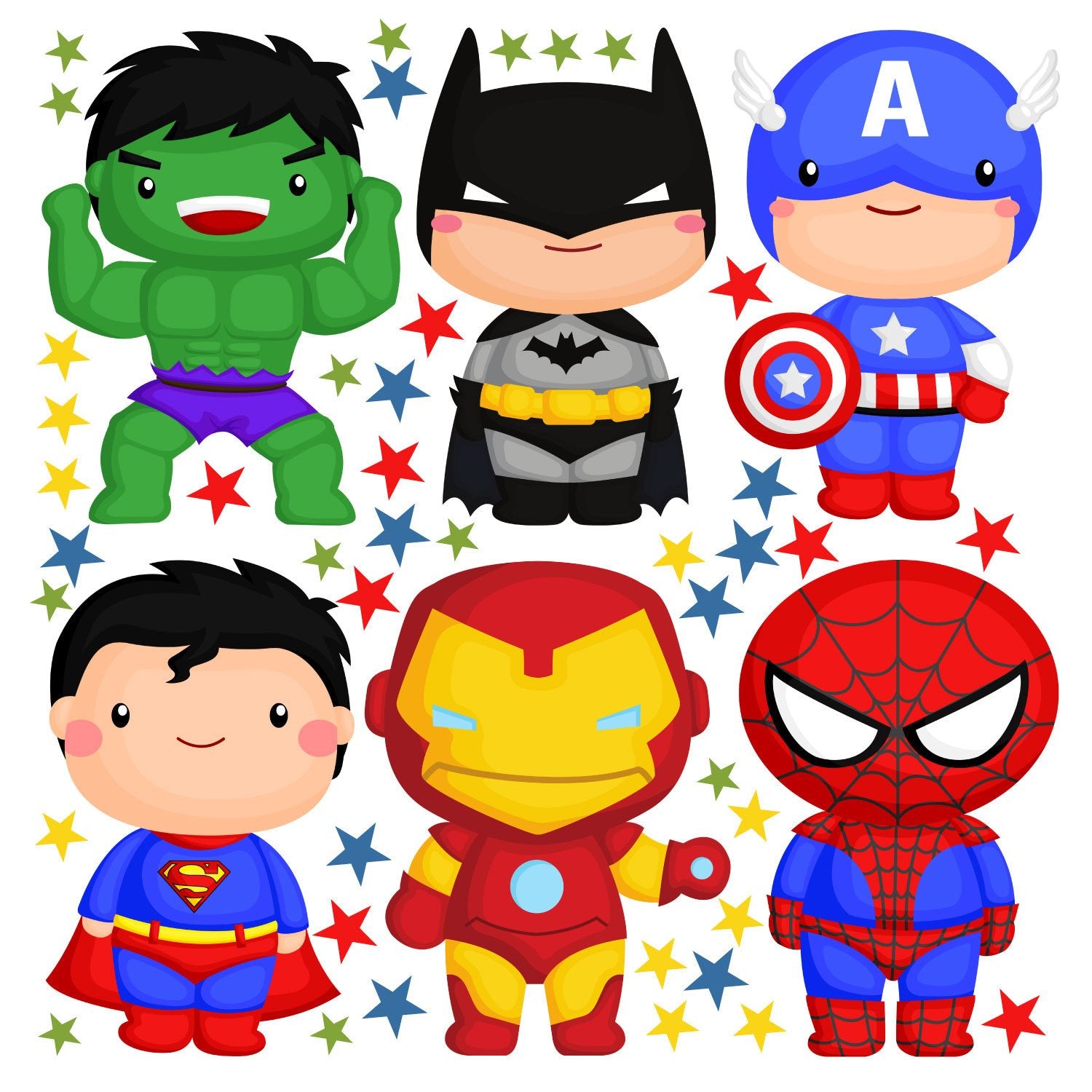 Vinilo Decorativo Adhesivo Superhéroes Niños  Impresión
