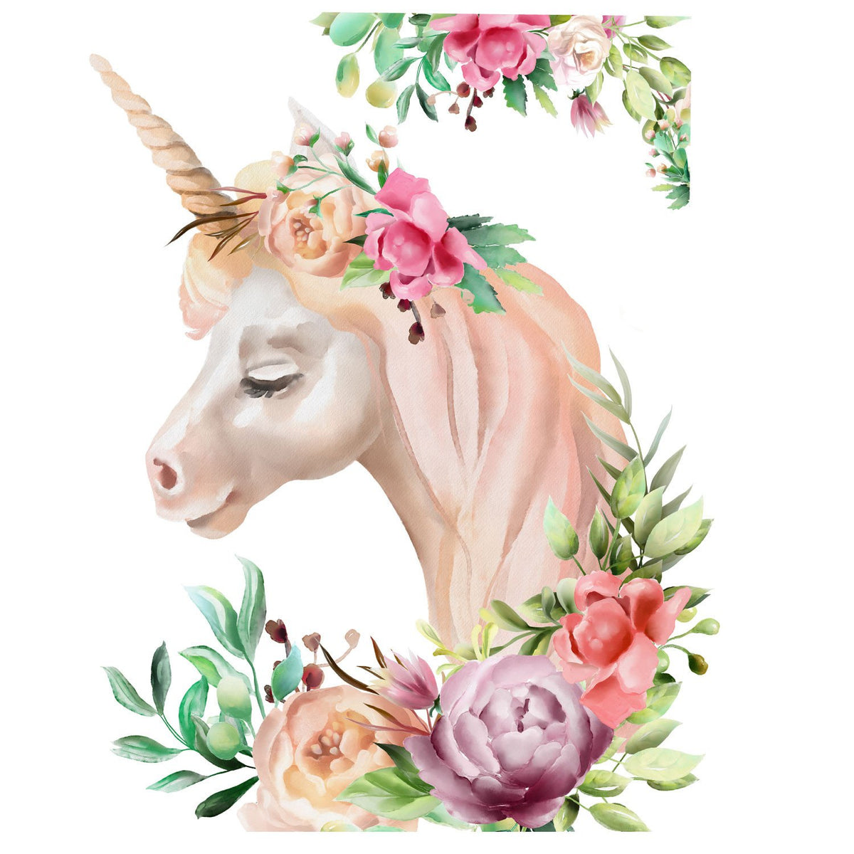 Vinilo Unicornio y Flores