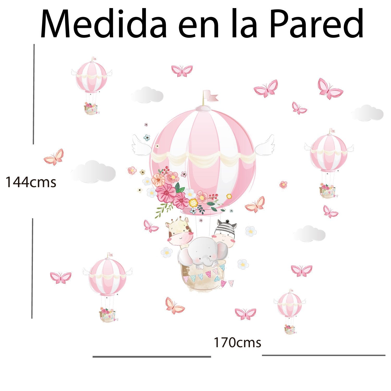 Vinilo Decorativo Adhesivo Globos Animales y Mariposas