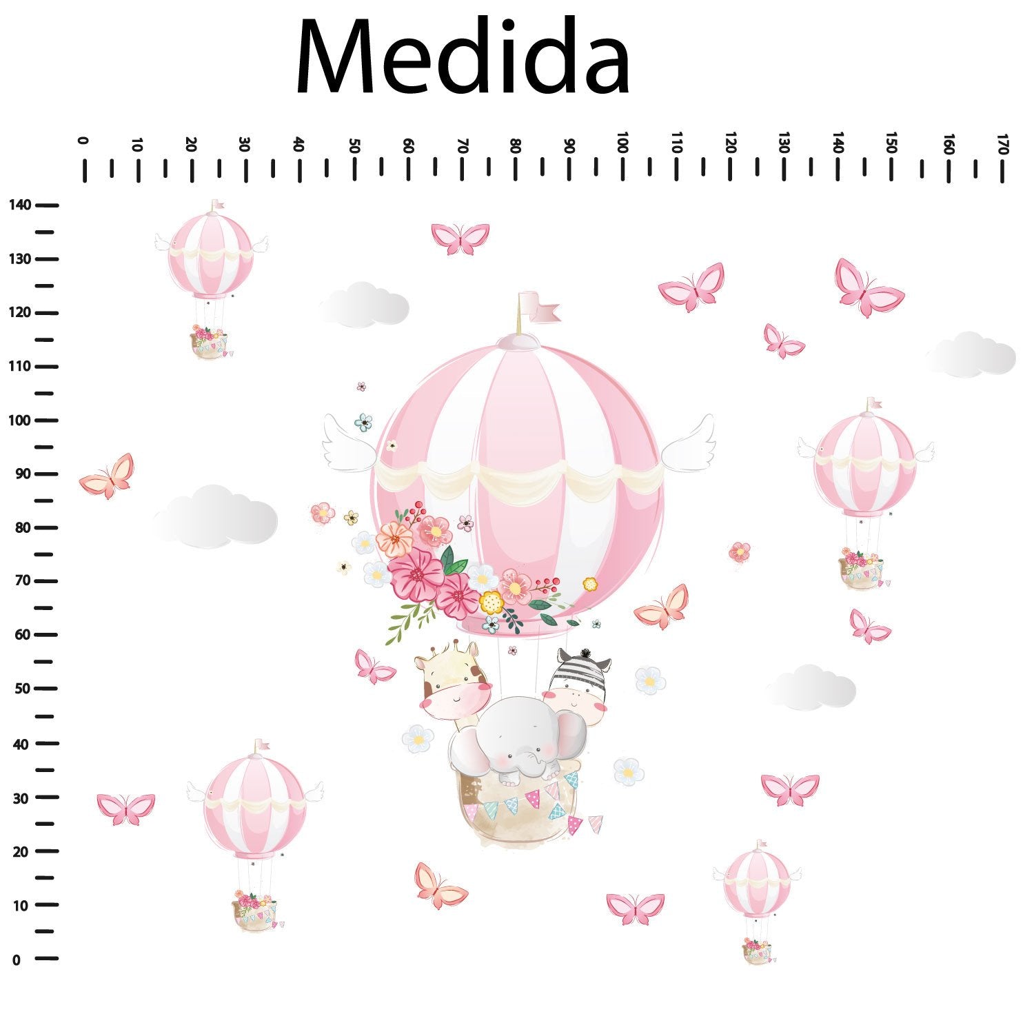 Vinilo Decorativo Adhesivo Globos Animales y Mariposas