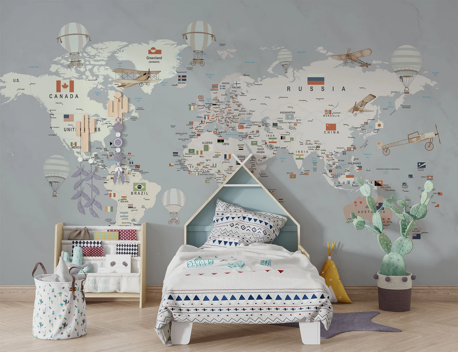Papel Tapiz Mapa de Banderas y Globos