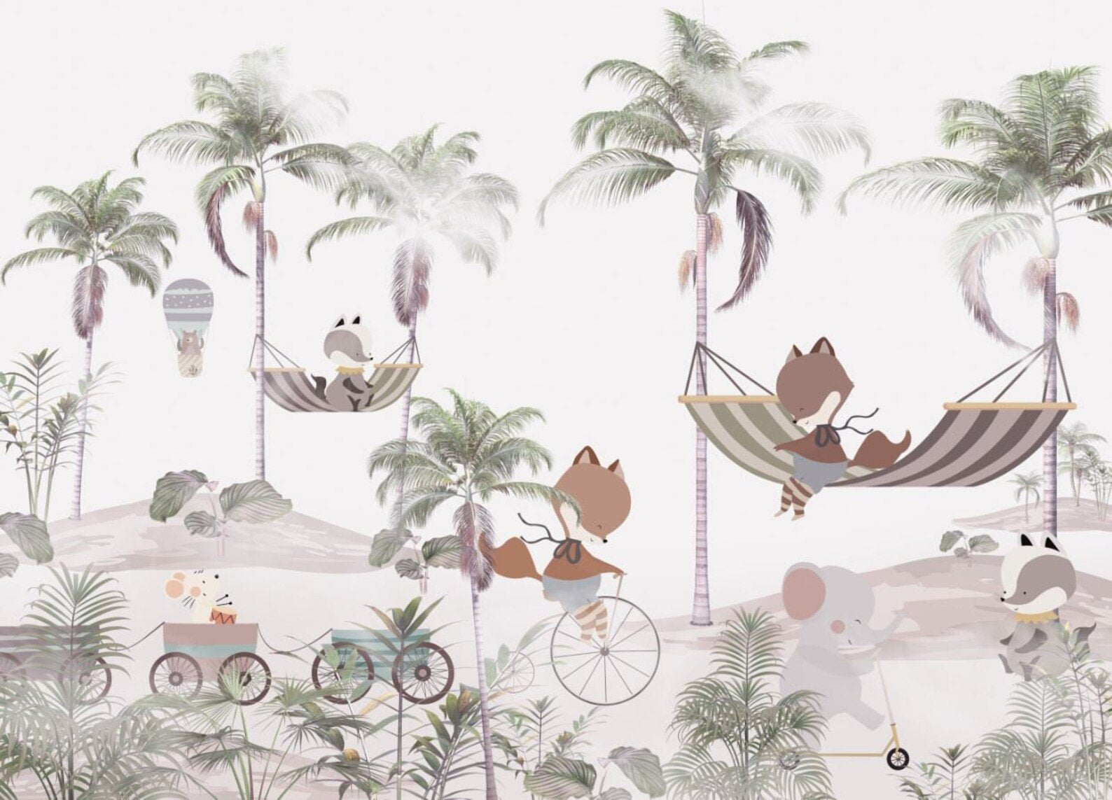 Papel tapiz adhesivo animales bebe flores