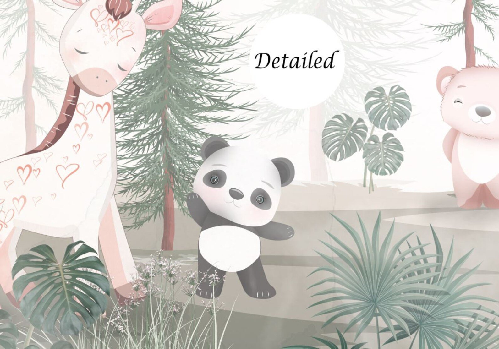 Papel tapiz adhesivo   Bosque Animales Infantiles