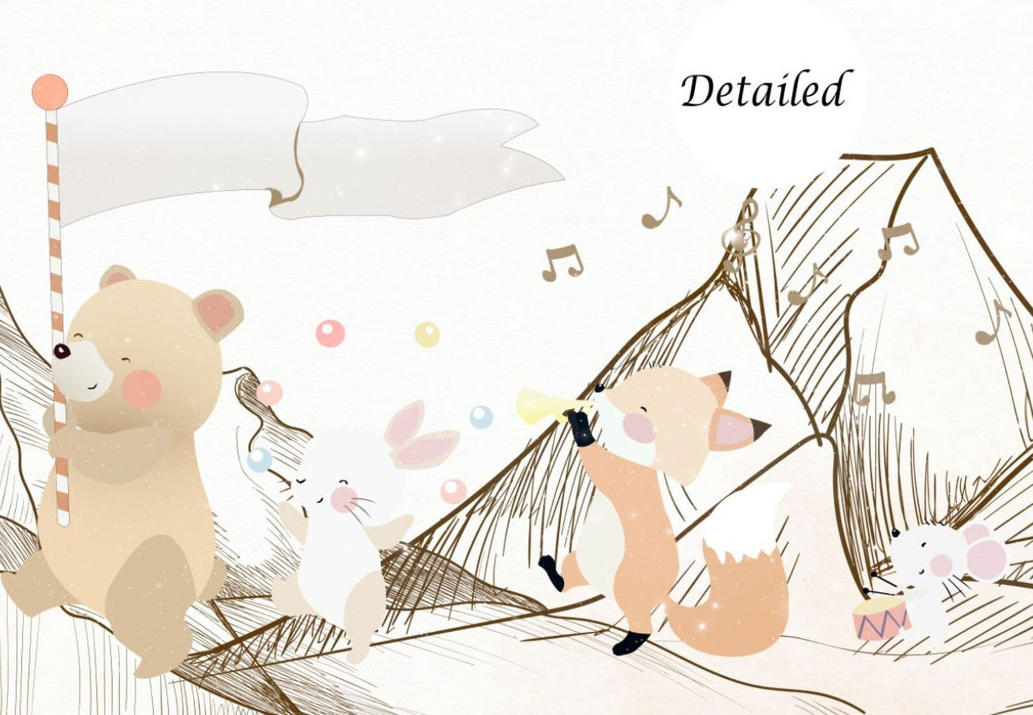 Papel tapiz adhesivo Animales Globos Montaña