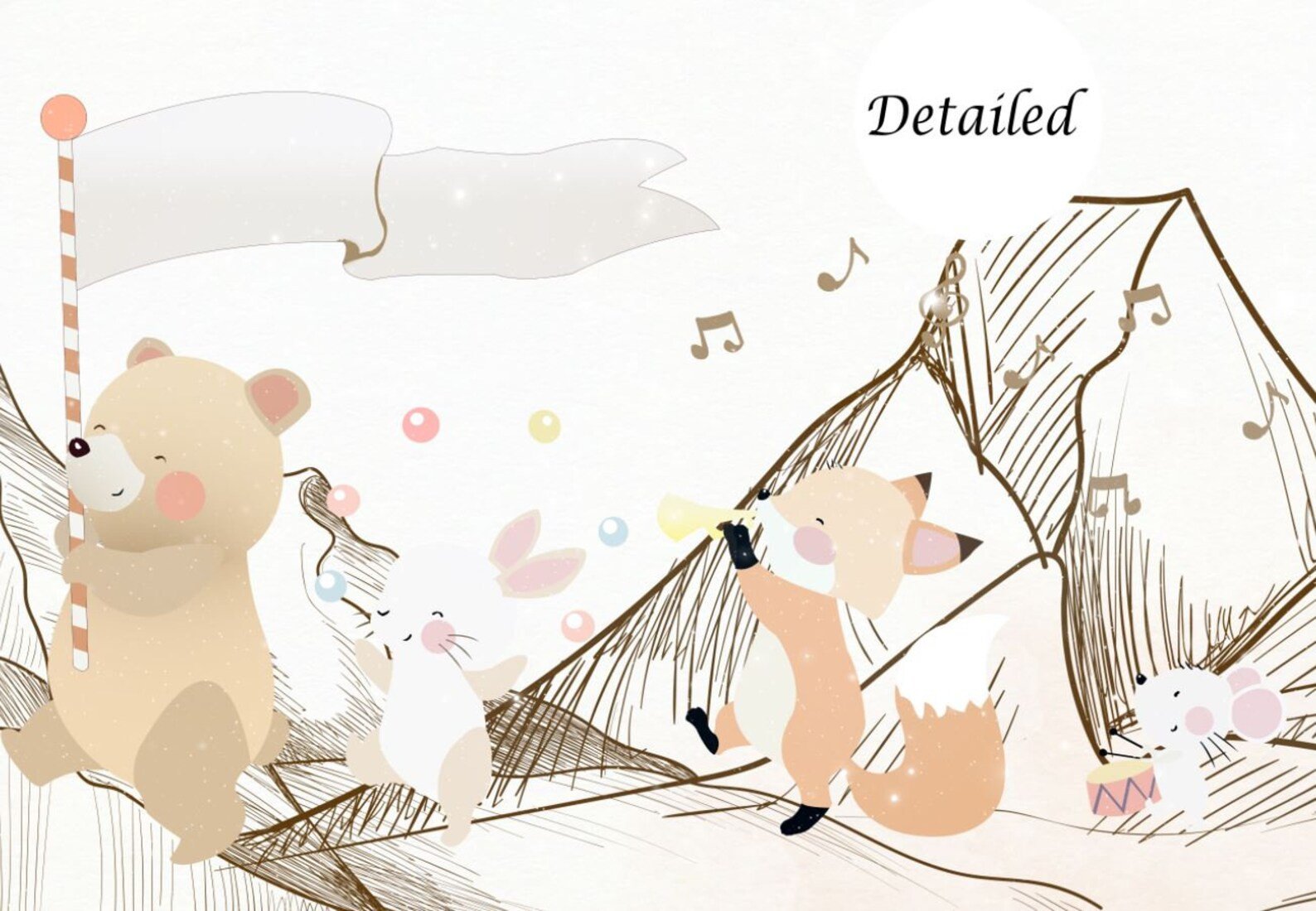 Papel tapiz adhesivo Animales Globos Montaña