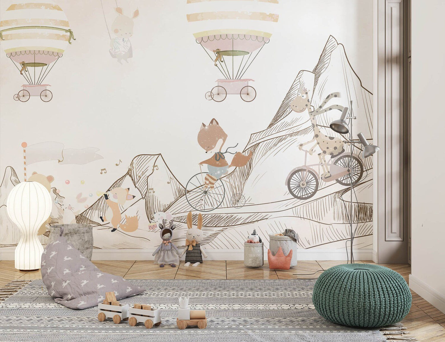 Papel tapiz adhesivo Animales Globos Montaña