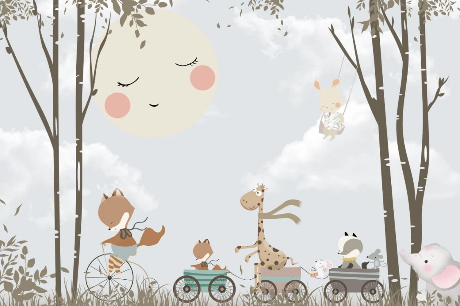 Papel tapiz adhesivo Animales Bosque Encantado