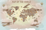 Papel tapiz adhesivo Mapa del Mundo Animales Infantil
