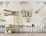 Papel tapiz adhesivo Jardin Globos Aviones