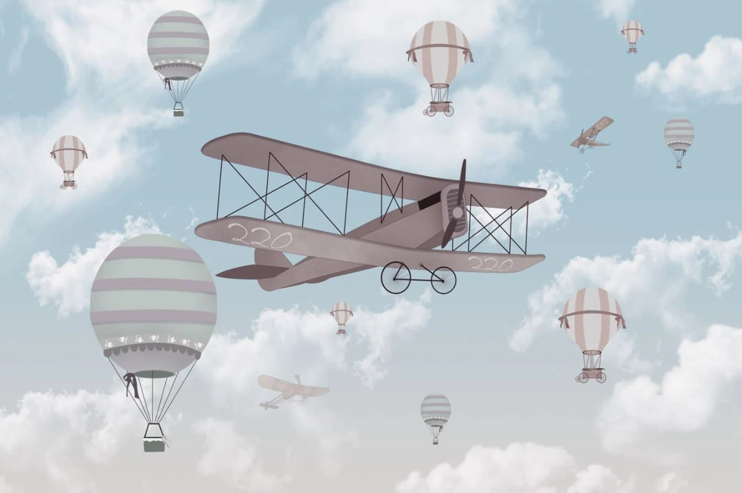 Papel tapiz adhesivo JGlobos Aviones Cielo Azul