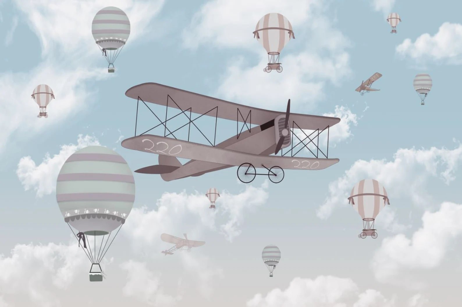 Papel tapiz adhesivo JGlobos Aviones Cielo Azul