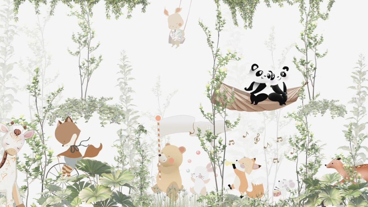 Papel tapiz adhesivo Bosque Animales Bebé