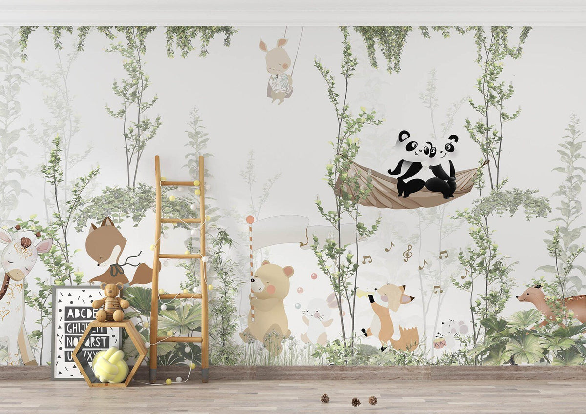 Papel tapiz adhesivo Bosque Animales Bebé