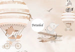 Papel tapiz adhesivo Aviones Animales Globos Niños