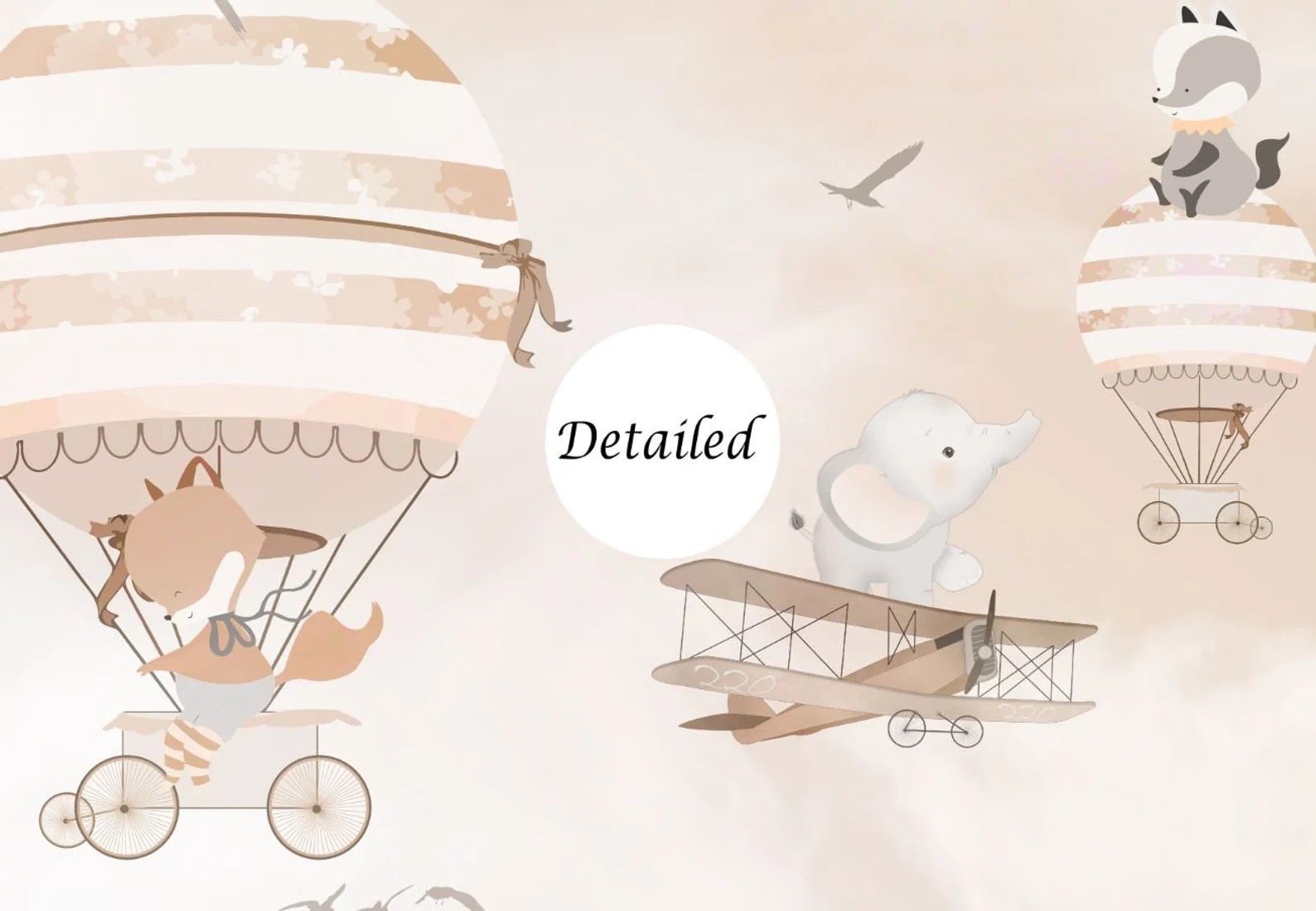 Papel tapiz adhesivo Aviones Animales Globos Niños