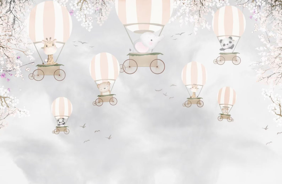 Papel tapiz adhesivo Animales Flores Globos Niñas