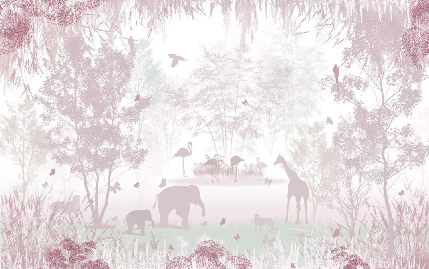 Papel tapiz adhesivo Infantil Jungla Pastel