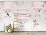 Papel tapiz adhes ivoInfantil Animales Globos Flores Cielo
