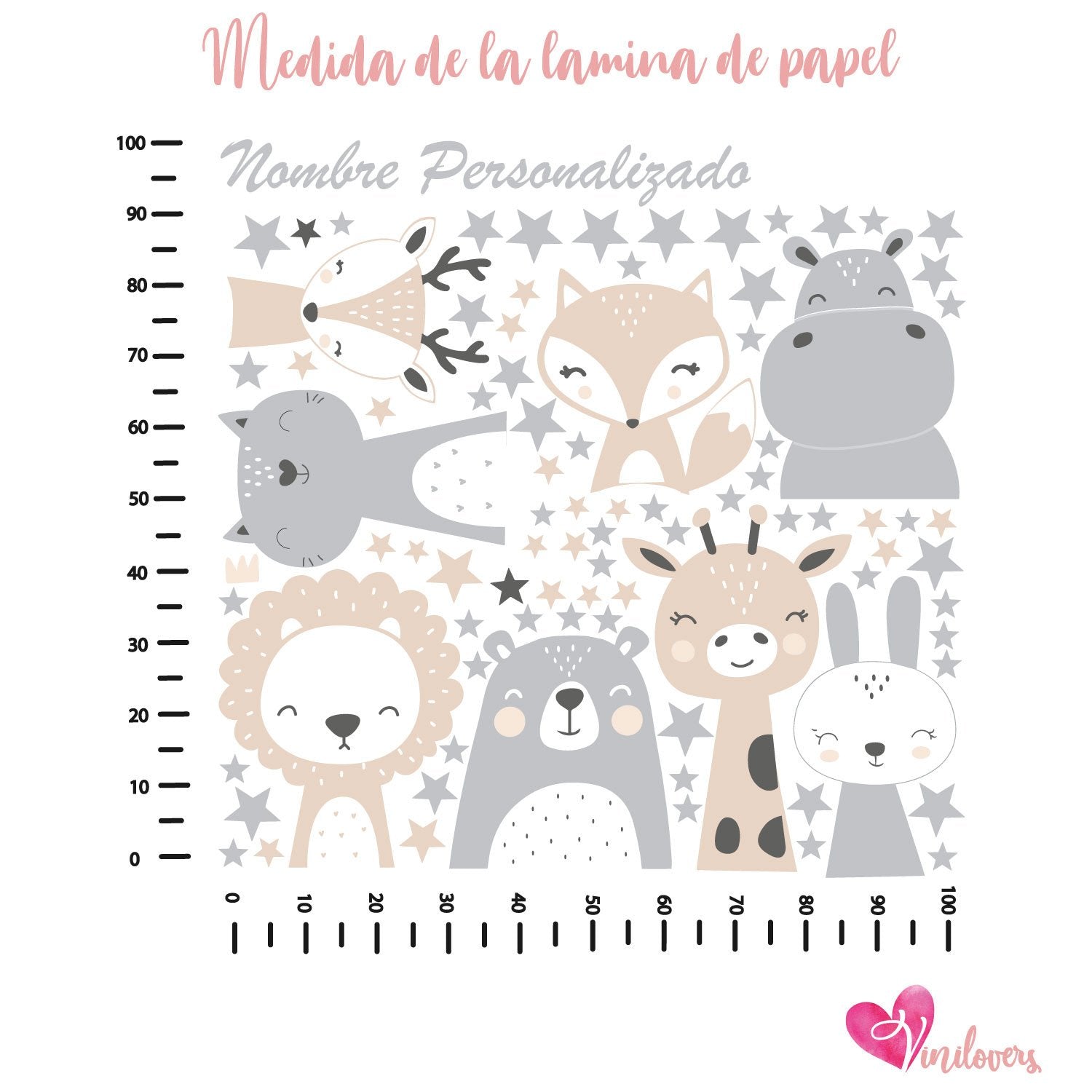 Vinilo Adhesivo Cenefa de Animales Estrellas 