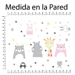 Vinilo Adhesivo Cabezas de Animalitos Estrellas Nombre