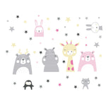Vinilo Adhesivo Cabezas de Animalitos Estrellas Nombre