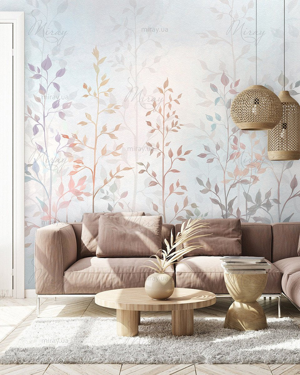 Papel Tapiz Adhesivo Jardín de Plantas y Hojas Pequeñas